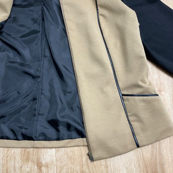 CHRISTOPHER & BANKS JACKET FULL ZIP BUSINESS CASUAL TAN BLACK NEUTRAL SIZE M - Picture 4 of 9
